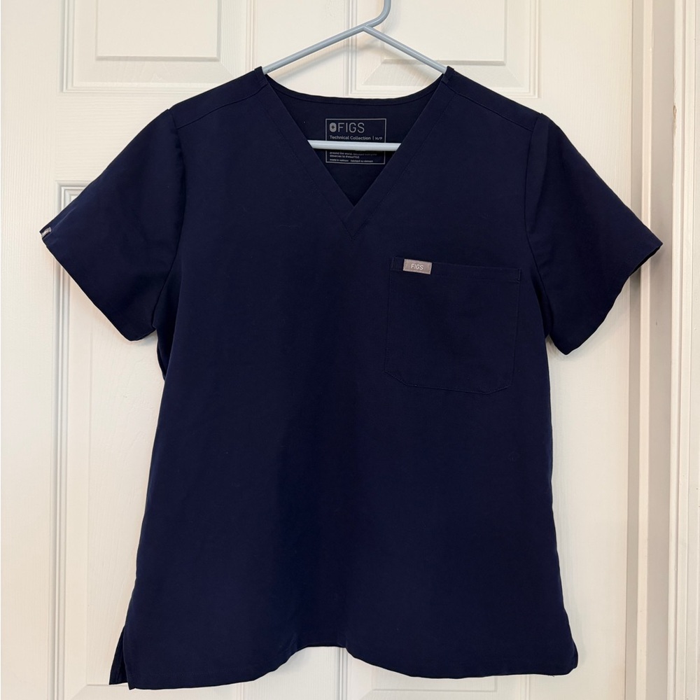 FIGS Navy V-Neck Short Sleeve Scrub Top